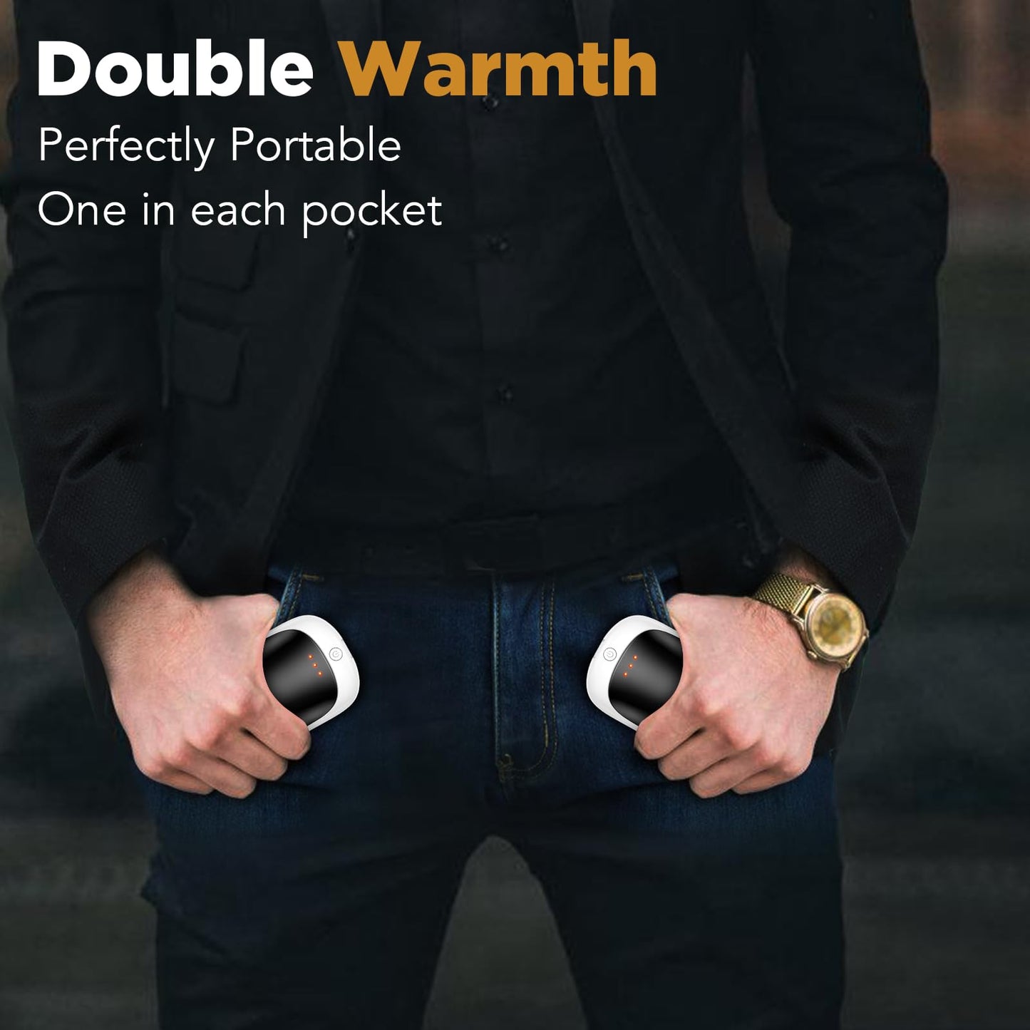 2 Pack Hand Warmers Rechargeable, Portable Electric Hand Warmers Reusable, USB Handwarmers, Outdoor/Indoor/Warm Gifts for Men Women Kids (Black&Black*2)