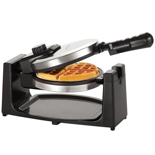 bella Classic Rotating Belgian Waffle Maker with Nonstick Plates, Removable Drip Tray, Adjustable Browning Control and Cool Touch Handles, Stainless Steel