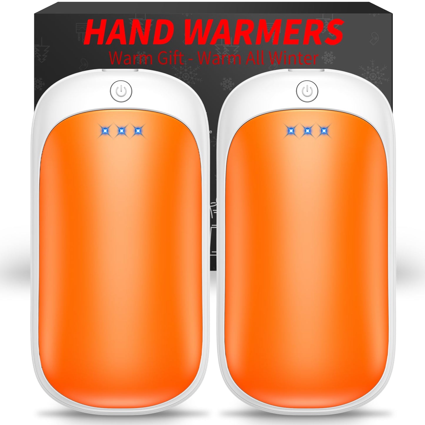 2 Pack Hand Warmers Rechargeable, Portable Electric Hand Warmers Reusable, USB Handwarmers, Outdoor/Indoor/Warm Gifts for Men Women Kids (Black&Black*2)