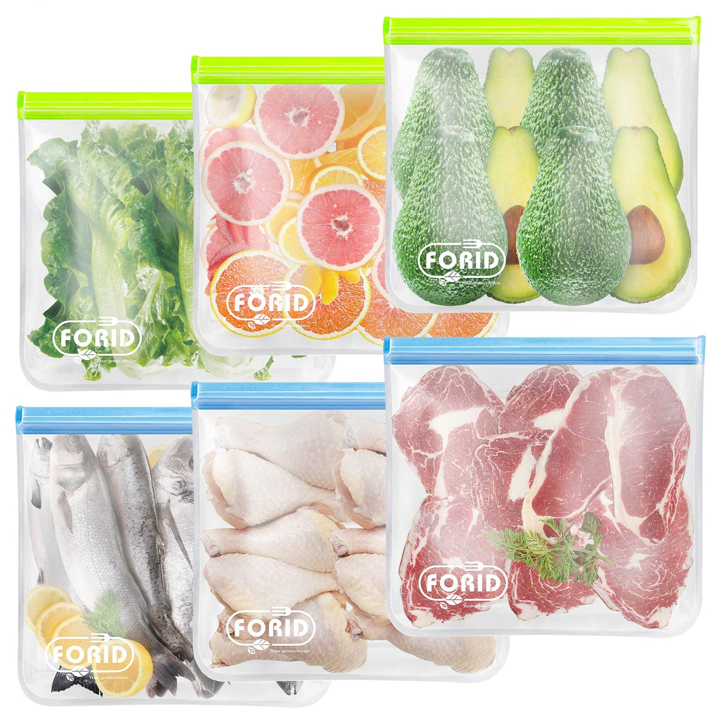 24 Pack Reusable Food Storage Bags - Non Plastic & Silicone Gallon Freezer Bags Sandwich Snack Resealable Lunch Bags Extra Thick Leakproof for Marinate Food & Fruit Cereal Travel Items Home Kitchen